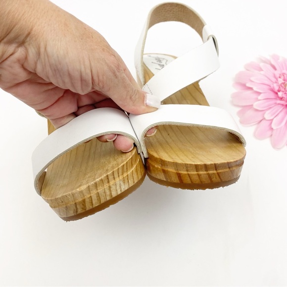 Free People Dune Beach Clog Sandal Leather Wood White Boho Bohemian - Picture 5 of 11